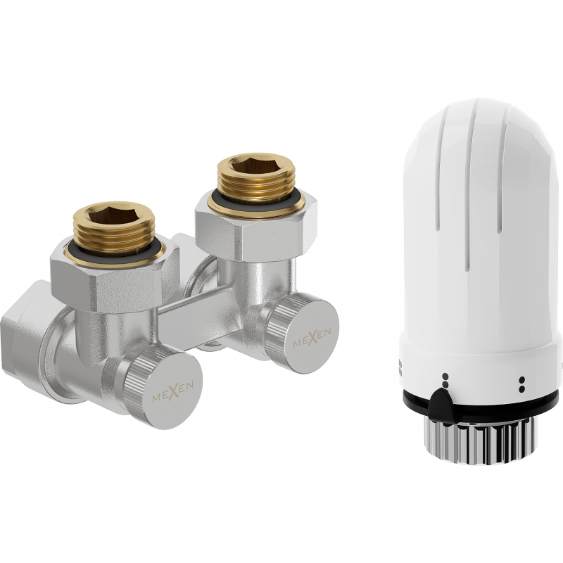 Mexen G03 ensemble thermostatique bicircuit DN50, angulaire 1/2"x16 mm, nickel - W911-016-938-01