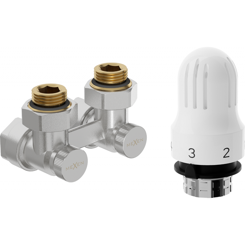 Mexen G04 ensemble thermostatique à double tuyau DN50, angle 1/2"x16 mm, nickel - W911-016-948-01