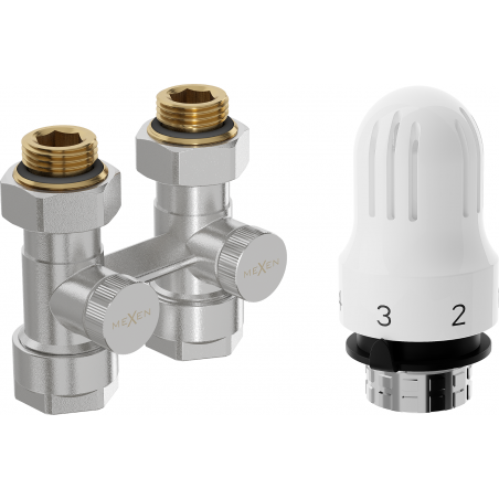 Mexen G04 ensemble équipé d'un thermostat à deux tubes DN50, droit 1/2"x16 mm, nickel - W912-016-948-01