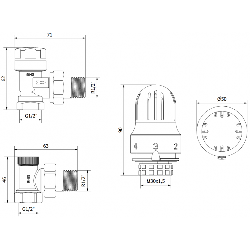 Mexen G04 ensemble thermostatique coudé, nickel - W913-012-948-01