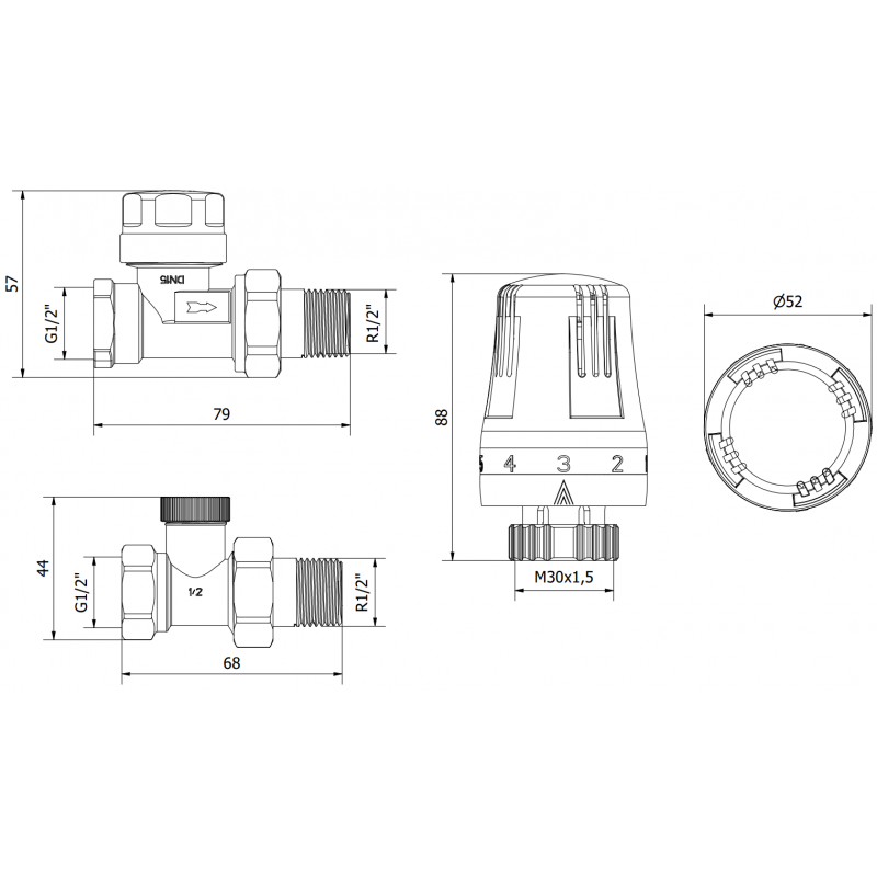 Mexen G01 ensemble thermostatique droit, nickel - W914-012-918-01