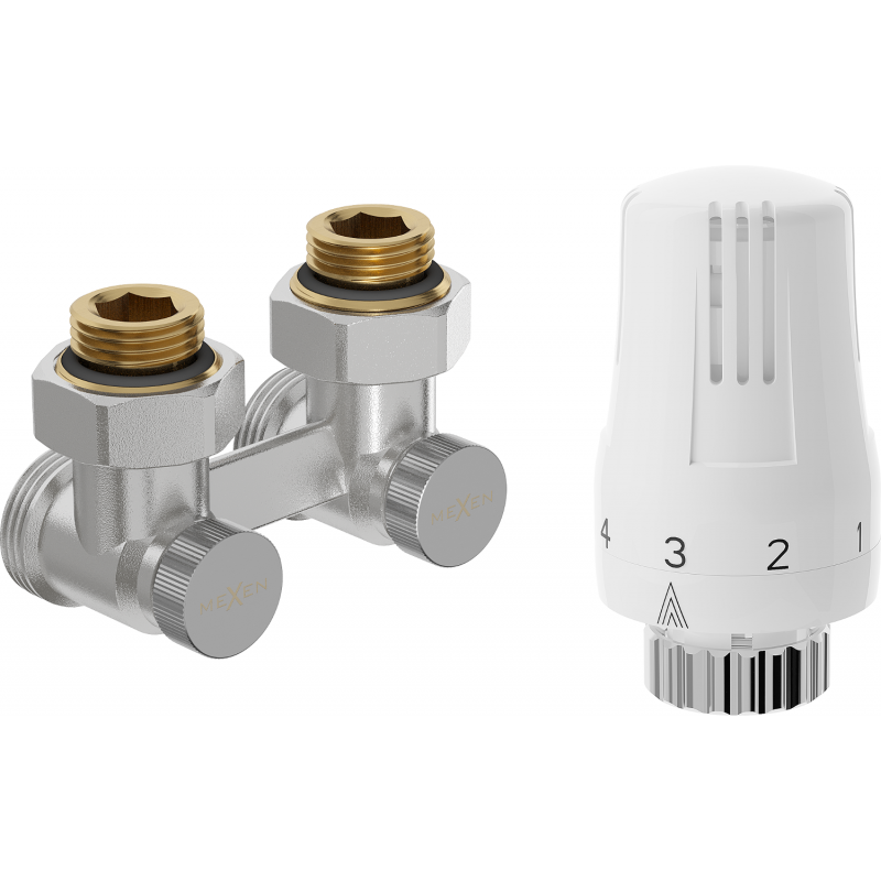 Mexen G01 ensemble thermostatique à deux tubes DN50, angle 1/2"x3/4", nickel - W911-012-918-01