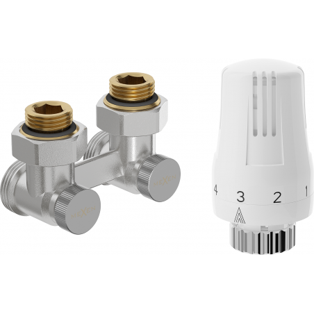 Mexen G01 ensemble thermostatique à deux tubes DN50, angle 1/2"x3/4", nickel - W911-012-918-01