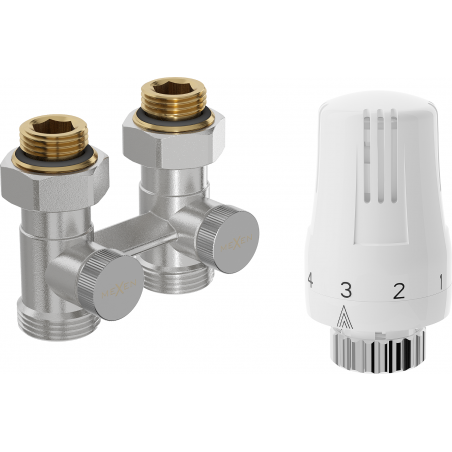 Mexen G01 ensemble de thermostat bi-tube DN50, droit 1/2"x3/4", nickel - W912-012-918-01