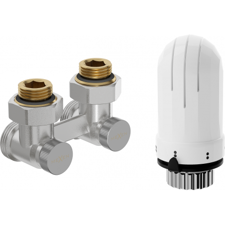 Mexen G03 ensemble thermostatique à deux tuyaux DN50, coudé 1/2"x3/4", nickel - W911-012-938-01