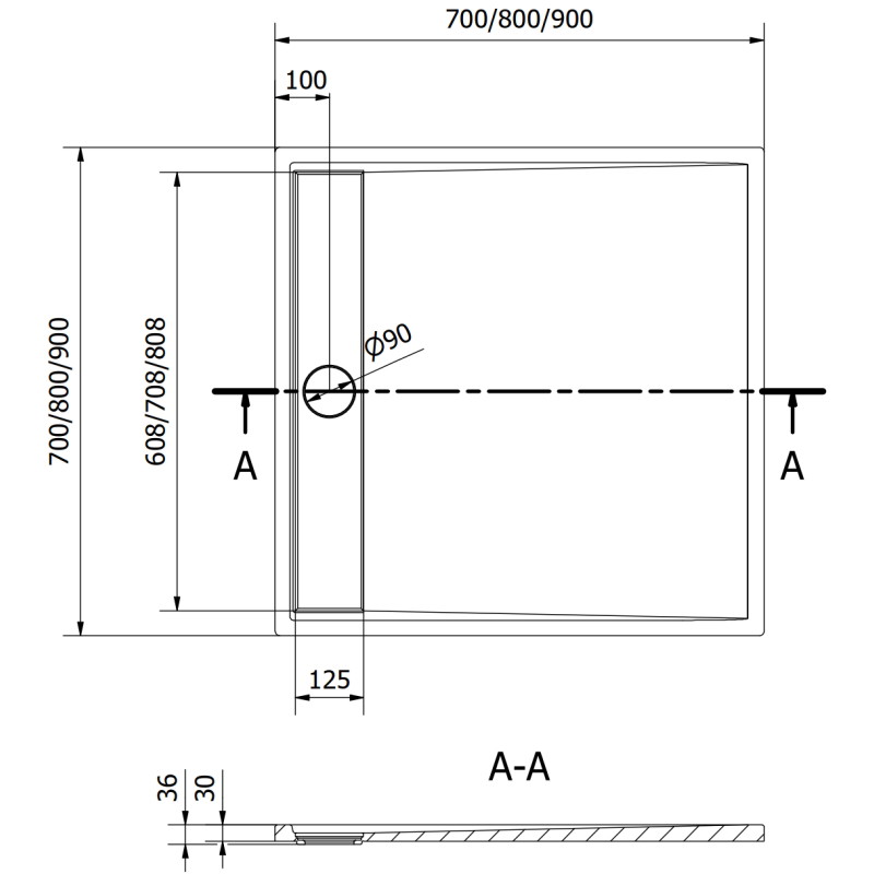 Mexen Amon receveur de douche carré SMC 80 x 80 cm, blanc - 4F108080