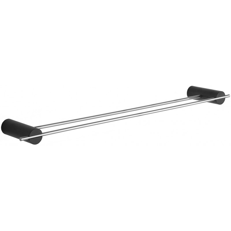 Mexen Aron double porte-serviettes, Noir/Chrome - 7088125-07