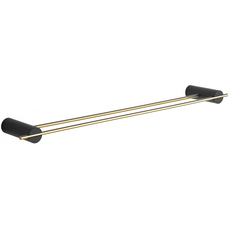 Mexen Aron double porte-serviettes, noir/doré - 7088125-57
