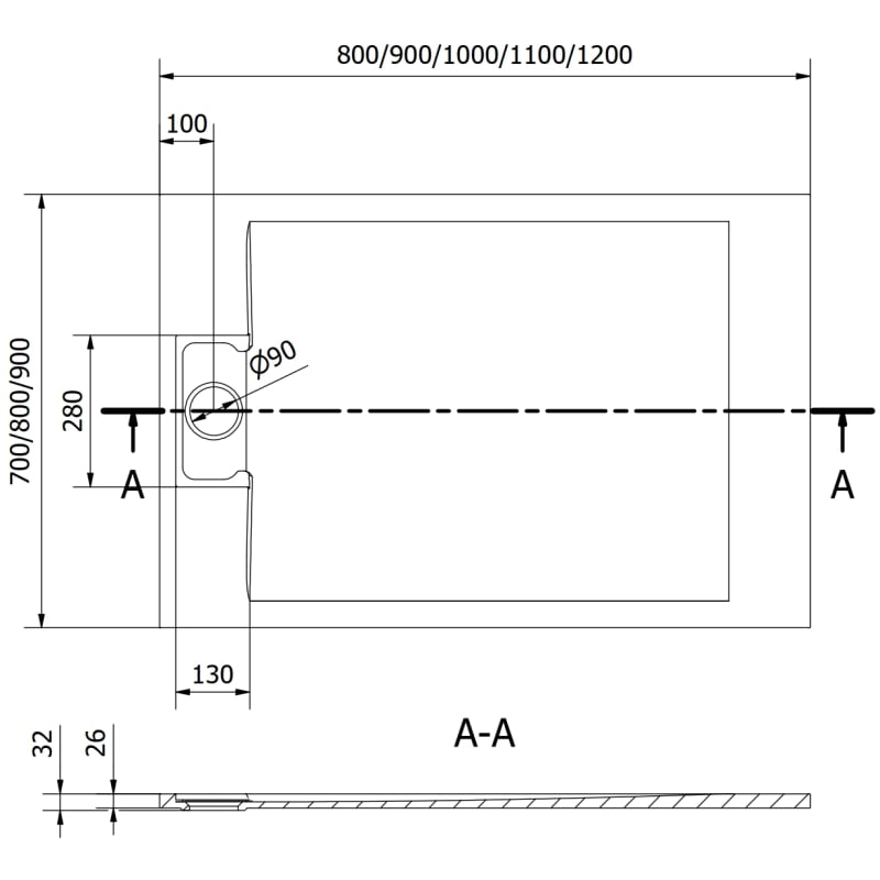 Mexen Otto receveur de douche rectangulaire SMC 120 x 70 cm, noir - 4N707012