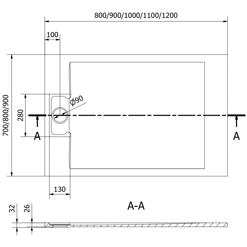 Mexen Otto receveur de douche rectangulaire SMC 110 x 90 cm, noir - 4N709011
