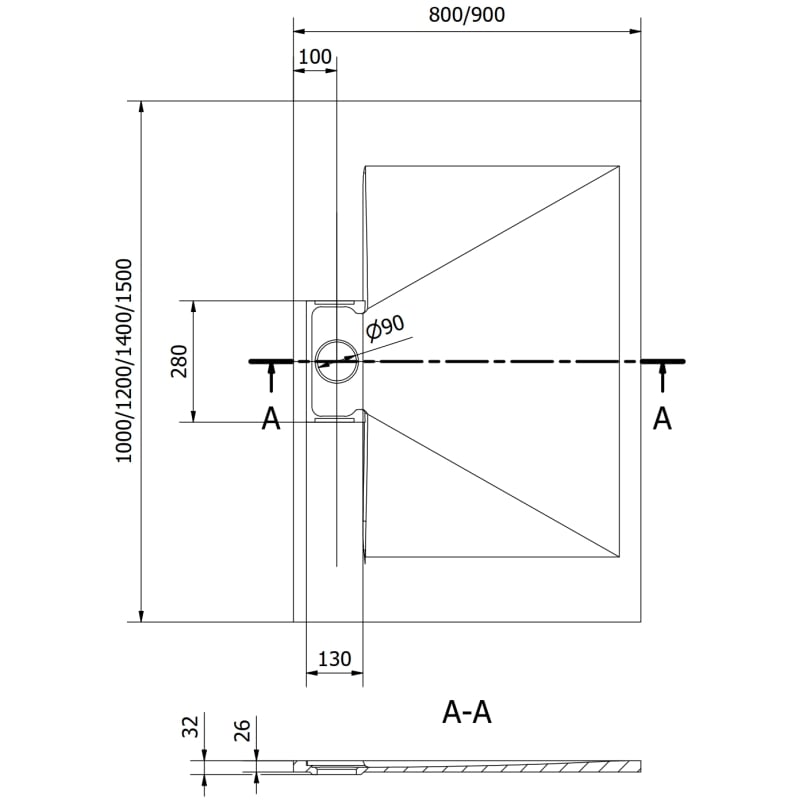 Mexen Egon receveur rectangulaire SMC 100 x 80 cm, blanc - 4R108010