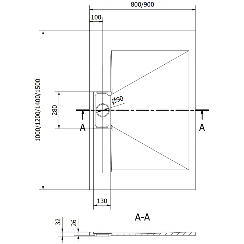 Mexen Egon receveur de douche rectangulaire SMC 100 x 90 cm, blanc - 4R109010