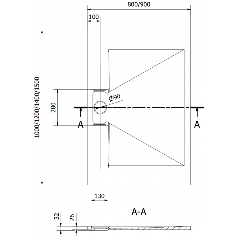 Mexen Egon receveur de douche rectangulaire SMC 140 x 90 cm, blanc - 4R109014