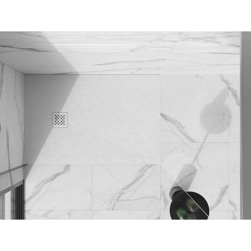 Mexen Stone+ receveur de douche rectangulaire en composite 110 x 70 cm, blanc, cache blanc - 44107011-W