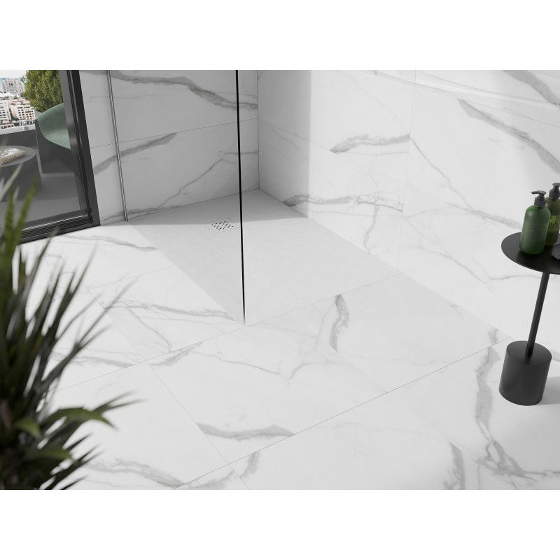 Mexen Stone+ receveur de douche en composite rectangulaire 120 x 70 cm, blanc, cache blanc - 44107012-W