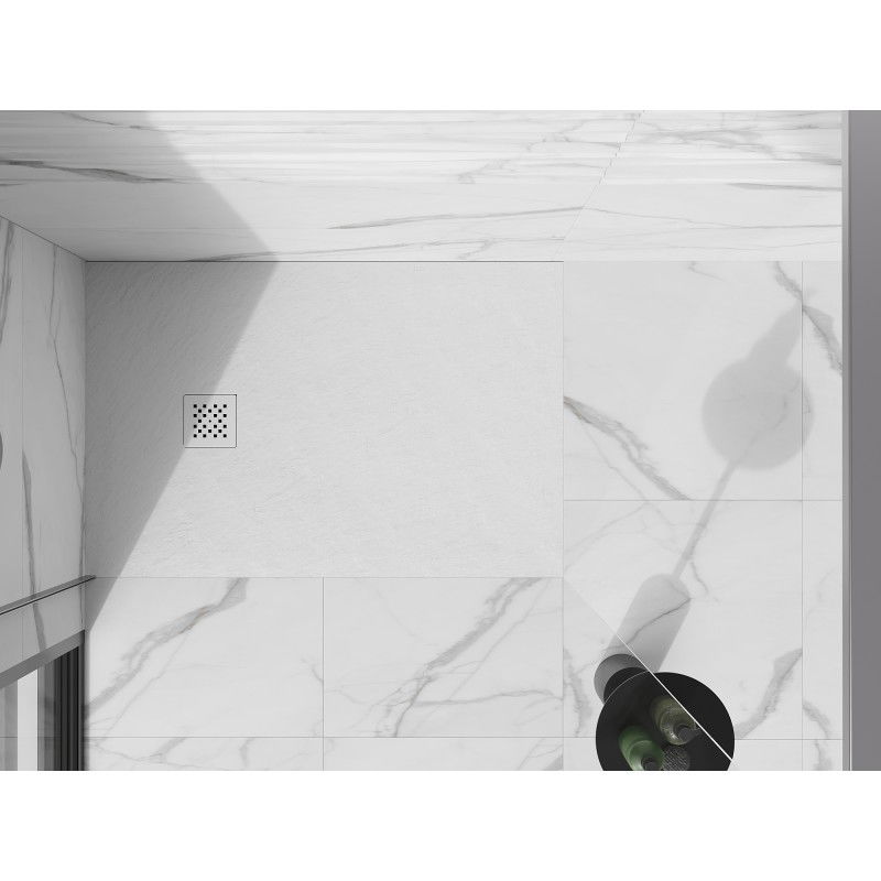 Mexen Stone+ receveur de douche en composite rectangulaire 120 x 70 cm, blanc, cache blanc - 44107012-W