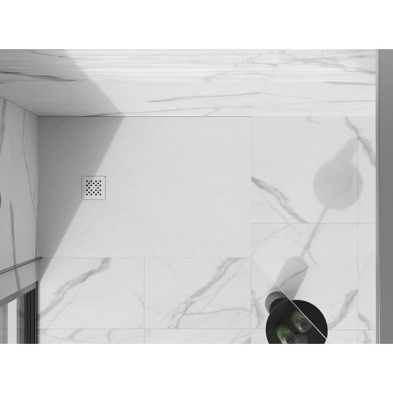 Mexen Stone+ receveur de douche rectangulaire en composite 130 x 70 cm, blanc, cache blanc - 44107013-W