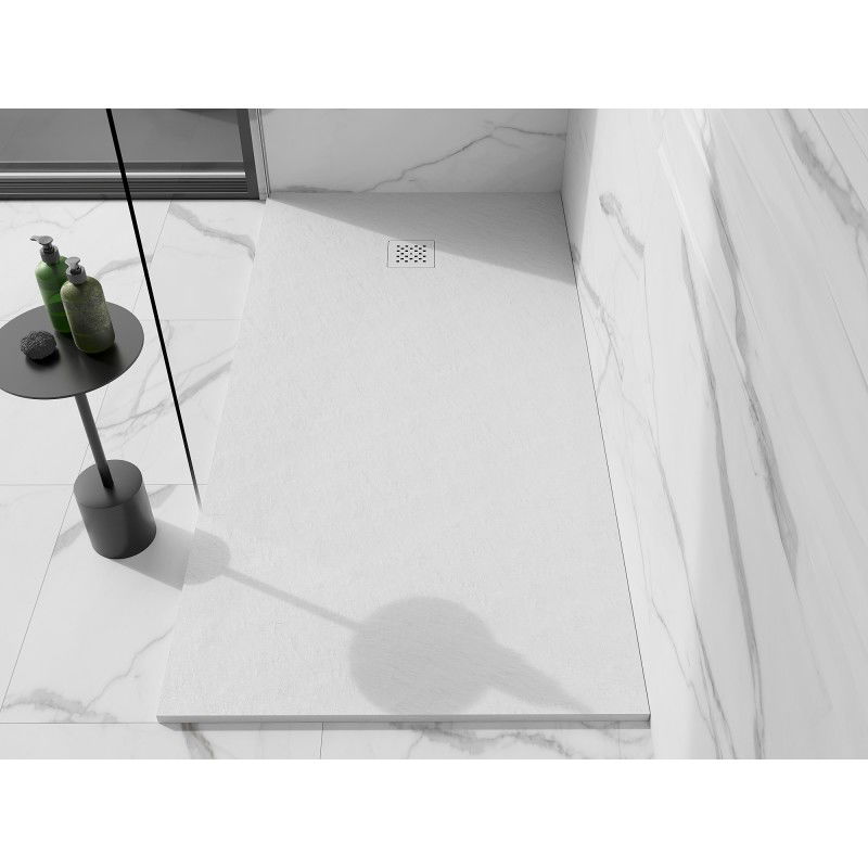 Mexen Stone+ receveur de douche rectangulaire en composite 160 x 100 cm, blanc, cache blanc - 44101016-W
