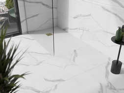 Bac à douche composite carré Mexen Stone+ 120 x 100 cm, blanc, cache or - 44101012-G