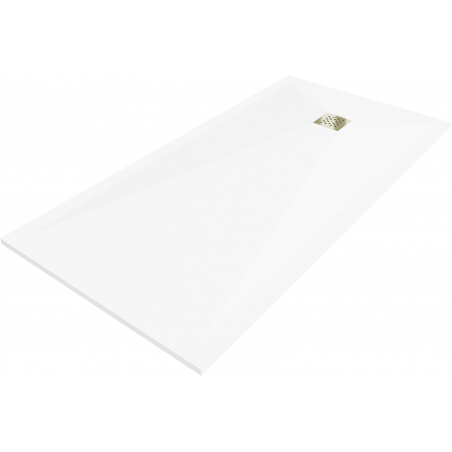 Mexen Stone+ receveur de douche en composite carré 200 x 100 cm, blanc, cache doré - 44101020-G