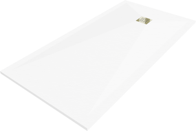 Mexen Stone+ bac en composite carré 200 x 100 cm, blanc, cache en or - 44101020-G