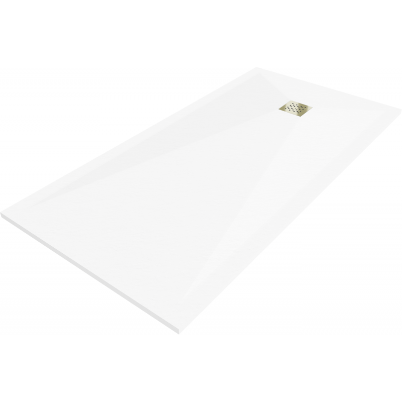 Mexen Stone+ receveur de douche rectangulaire composite 160 x 90 cm, blanc, cache doré - 44109016-G