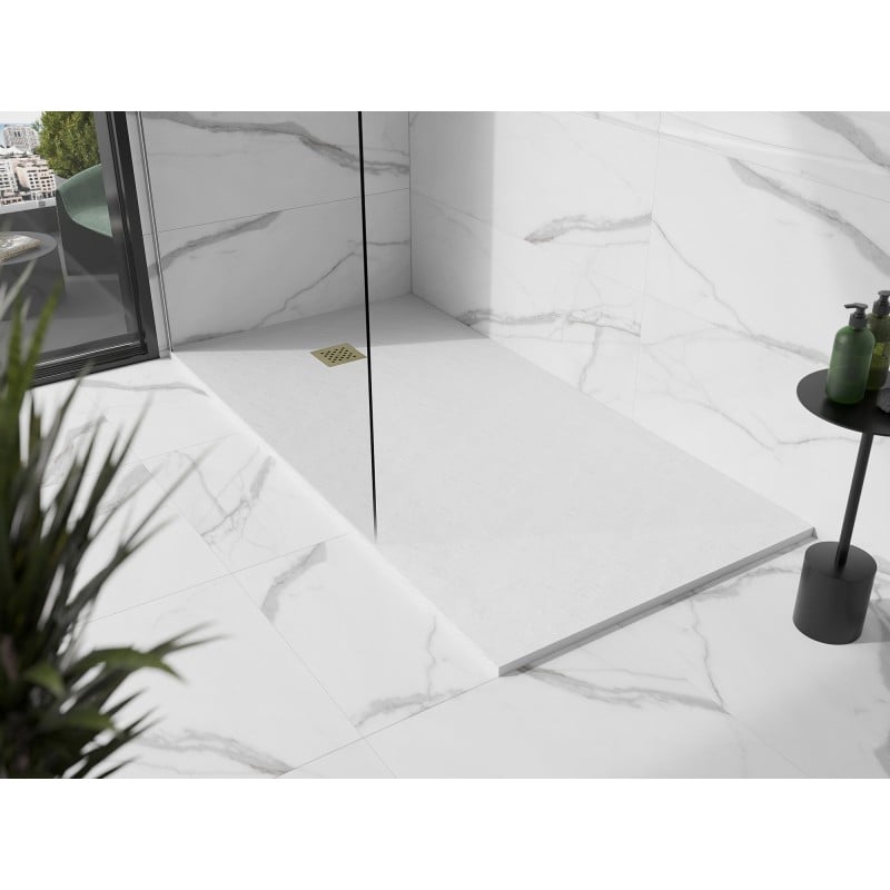 Mexen Stone+ receveur de douche rectangulaire en composite 180 x 90 cm, blanc, cache doré - 44109018-G