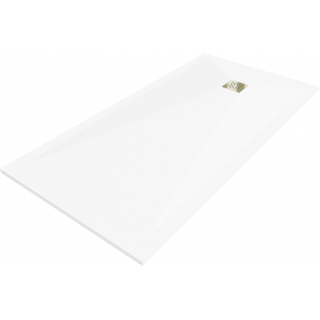 Mexen Stone+ receveur de douche rectangulaire en composite 160 x 80 cm, blanc, cache doré - 44108016-G