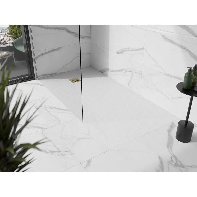 Mexen Stone+ receveur de douche rectangulaire en composite 180 x 70 cm, blanc, cache doré - 44107018-G