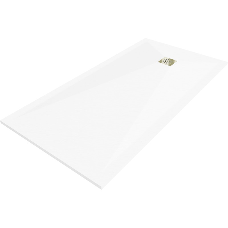 Mexen Stone+ receveur de douche composite rectangulaire 180 x 70 cm, blanc, cache dorée - 44107018-G