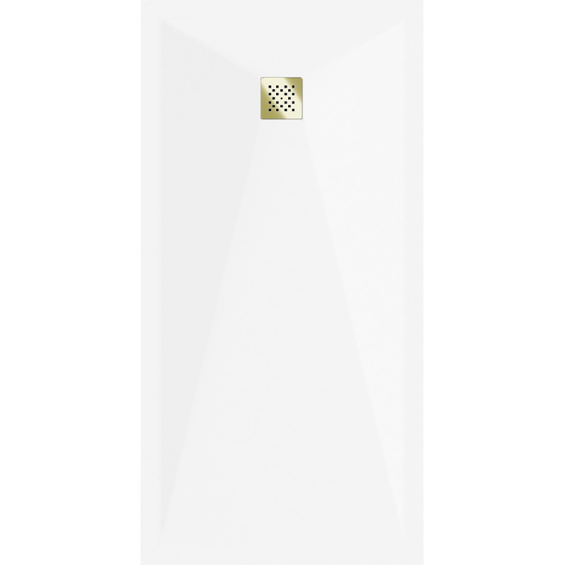 Mexen Stone+ receveur de douche en composite rectangulaire 200 x 80 cm, blanc, cache doré - 44108020-G