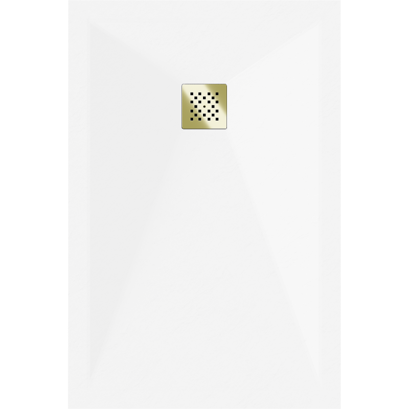Mexen Stone+ bac de douche composite rectangulaire 130 x 80 cm, blanc, cache doré - 44108013-G
