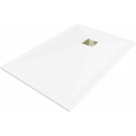Mexen Stone+ receveur de douche composite rectangulaire 130 x 70 cm, blanc, cache doré - 44107013-G