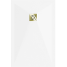 Mexen Stone+ receveur de douche rectangulaire en composite 130 x 70 cm, blanc, cache doré - 44107013-G