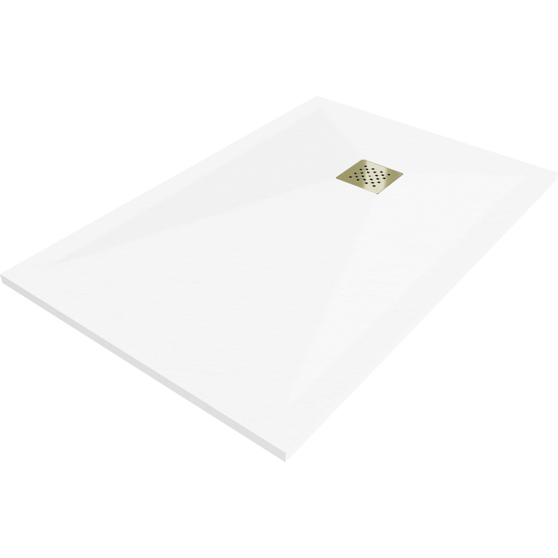 Mexen Stone+ receveur de douche rectangulaire en composite 110 x 80 cm, blanc, cache doré - 44108011-G