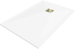 Mexen Stone+ receveur de douche rectangulaire en composite 110 x 80 cm, blanc, cache doré - 44108011-G