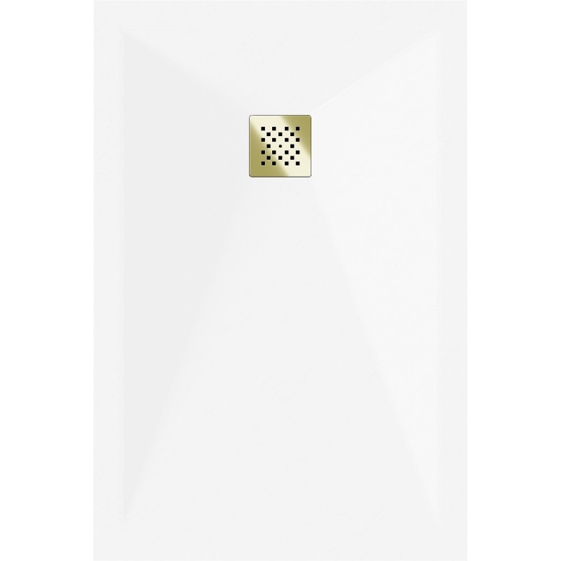 Mexen Stone+ receveur de douche rectangulaire en composite 110 x 80 cm, blanc, cache doré - 44108011-G