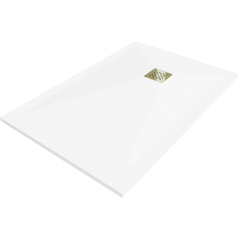 Mexen Stone+ receveur en composite rectangulaire 110 x 70 cm, blanc, cache en or - 44107011-G