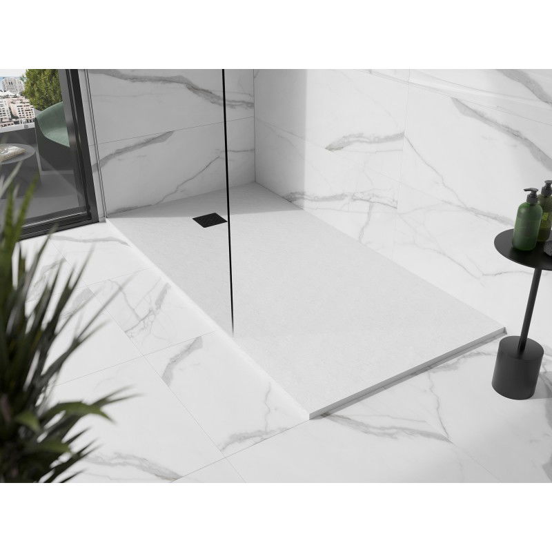 Mexen Stone+ receveur de douche rectangulaire en composite 200 x 100 cm, blanc, cache noir - 44101020-B