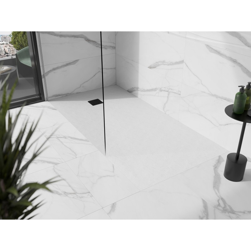 Mexen Stone+ receveur de douche composite rectangulaire 180 x 90 cm, blanc, plaque de couverture noire - 44109018-B