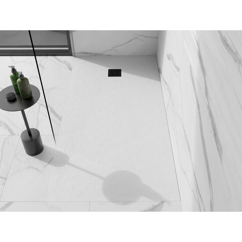 Mexen Stone+ receveur de douche rectangulaire en composite 180 x 70 cm, blanc, cache noir - 44107018-B