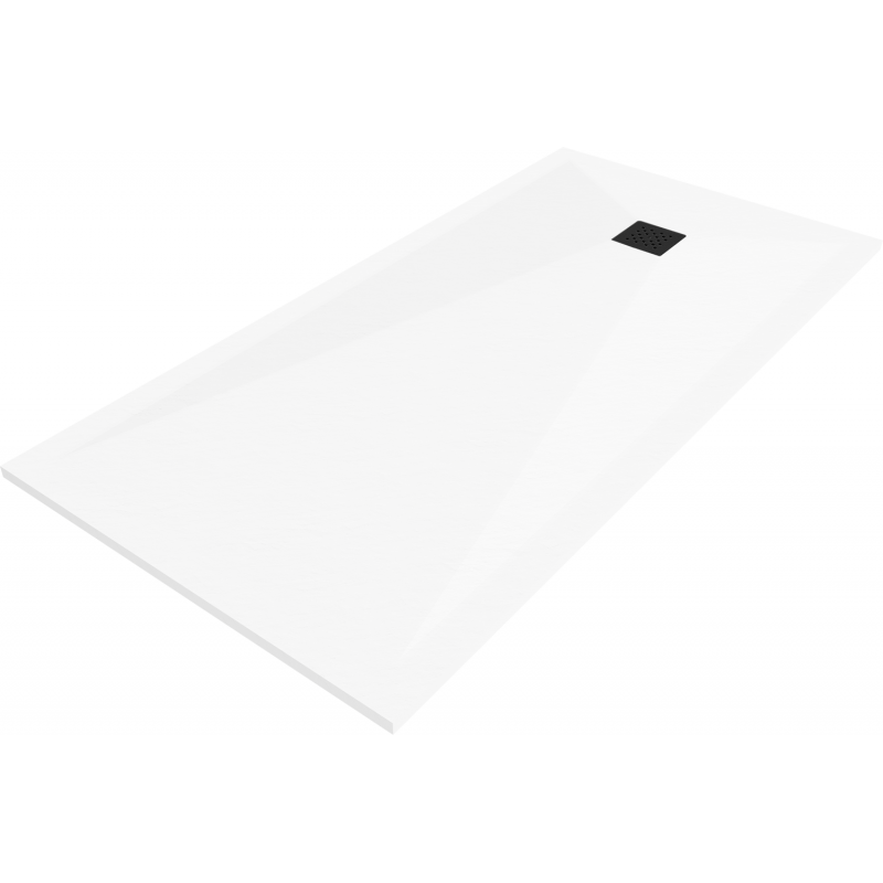 Mexen Stone+ receveur de douche composite rectangulaire 160 x 70 cm, blanc, cache noir - 44107016-B