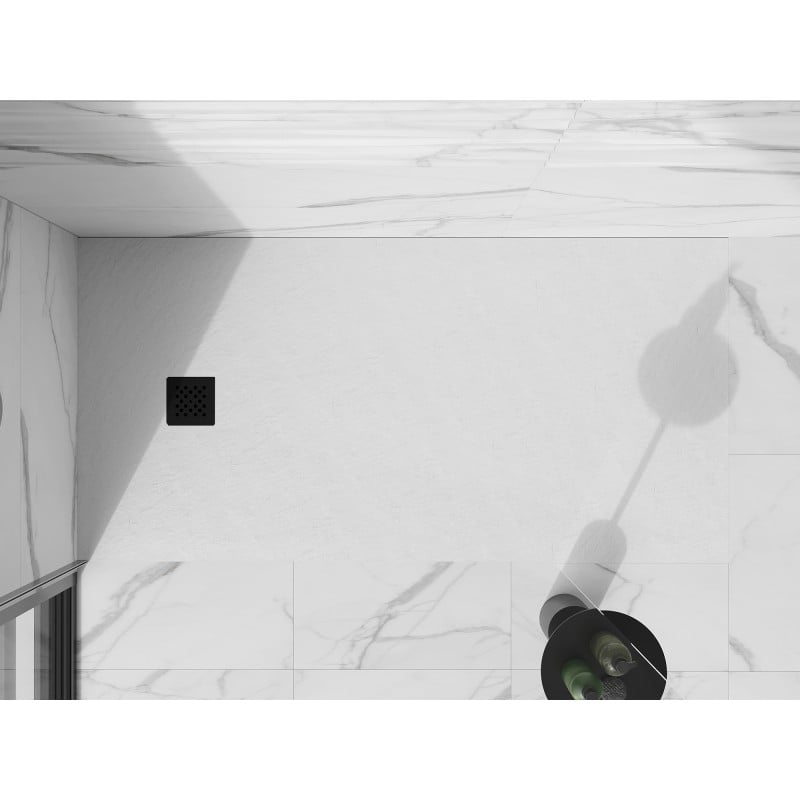 Mexen Stone+ receveur de douche composite rectangulaire 160 x 70 cm, blanc, cache noir - 44107016-B