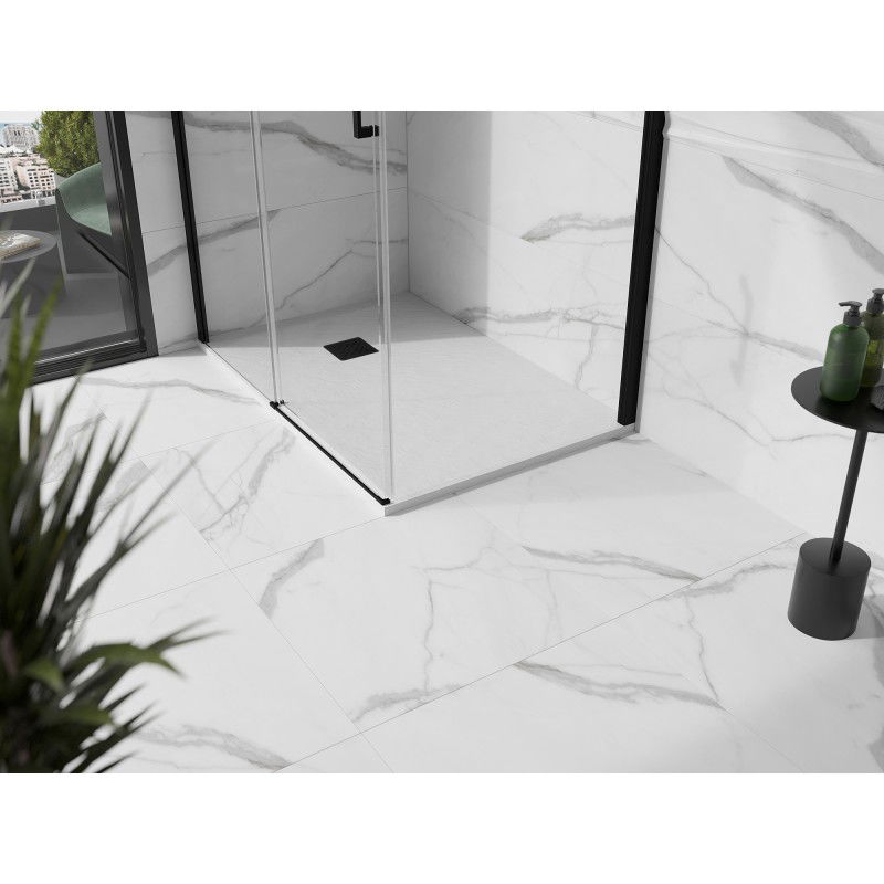 Mexen Stone+ receveur de douche composite rectangulaire 130 x 70 cm, blanc, cache noir - 44107013-B