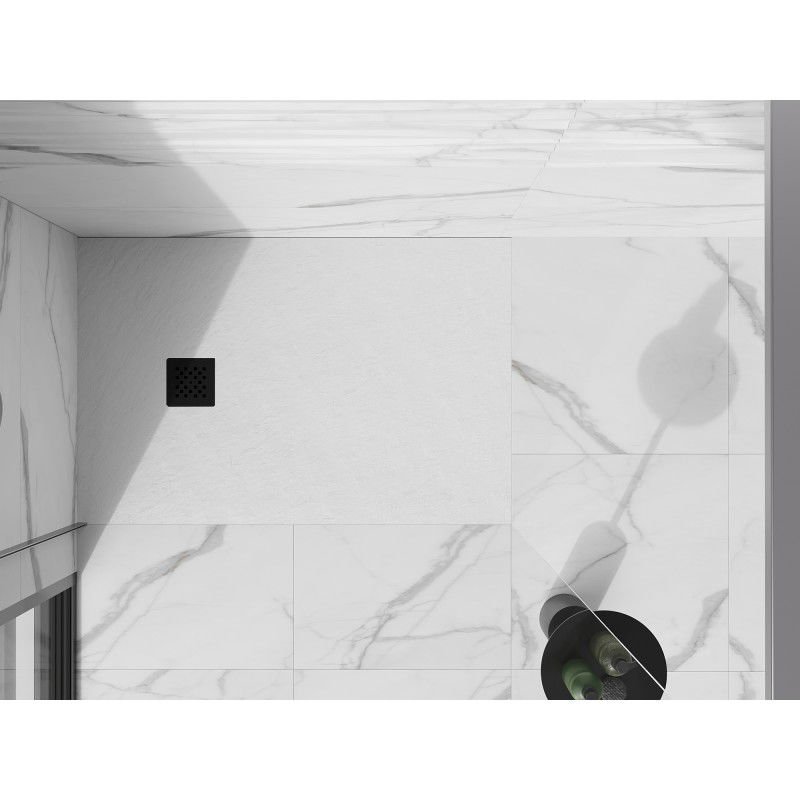 Mexen Stone+ receveur de douche en composite rectangulaire 130 x 80 cm, blanc, cache noir - 44108013-B