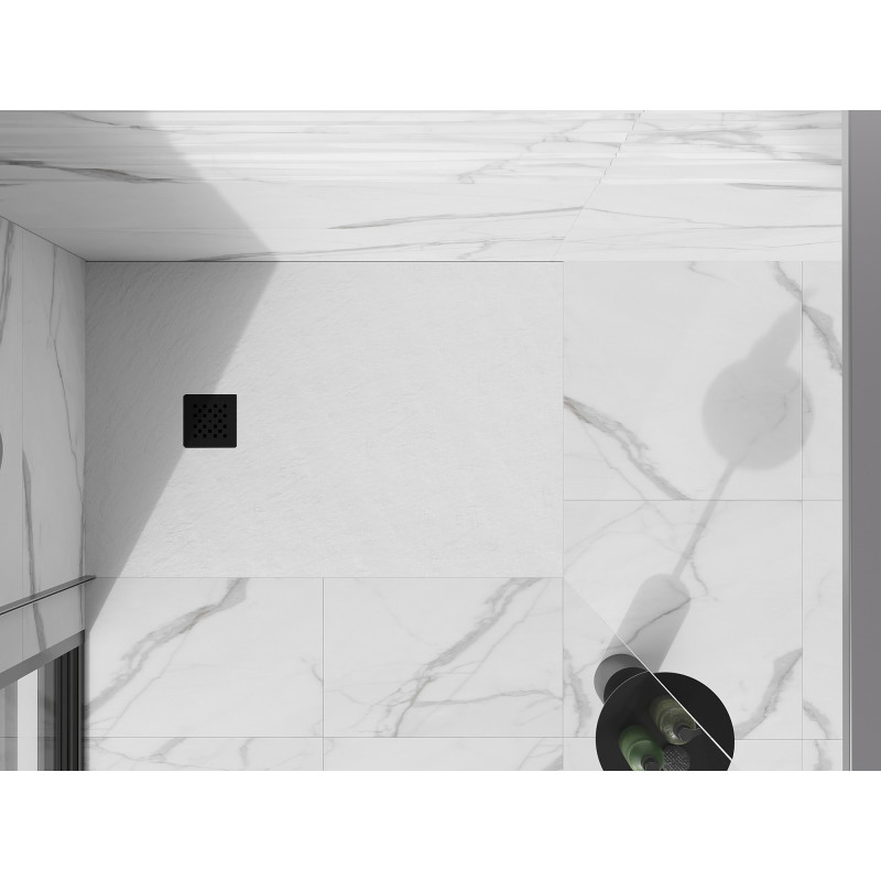 Mexen Stone+ receveur de douche rectangulaire en composite 120 x 70 cm, blanc, cache noir - 44107012-B
