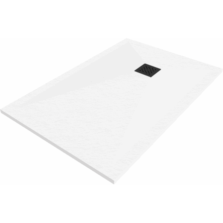 Receveur rectangulaire en composite Mexen Stone+ 90 x 80 cm, blanc, grille noire - 44108090-B