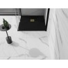 Mexen Stone+ receveur de douche carré en composite 90 x 90 cm, noir, couvre-siphon doré - 44709090-G