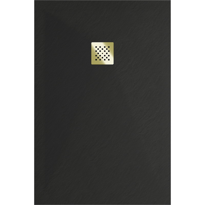 Mexen Stone+ bac de douche composite rectangulaire 100 x 90 cm, noir, cache doré - 44709010-G