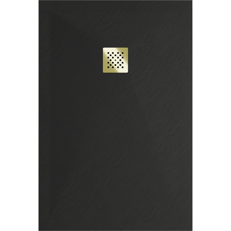 Mexen Stone+ receveur composite rectangulaire 100 x 90 cm, noir, cache-douche doré - 44709010-G